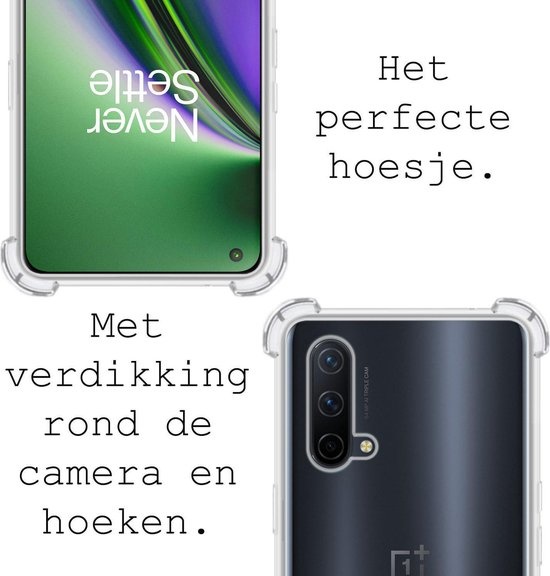 BASEY. Hoes Geschikt voor OnePlus Nord CE Hoesje Shock Proof Case Hoes Siliconen - Hoesje Geschikt voor OnePlus Nord CE Hoes Cover Shockproof - Transparant - 2 Stuks