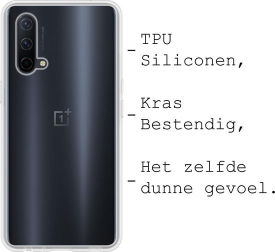 BASEY. Hoes Geschikt voor OnePlus Nord CE Hoesje Siliconen Back Cover Case - Hoesje Geschikt voor OnePlus Nord CE Hoes Cover Hoesje - Transparant - 2 Stuks