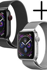 BASEY. Milanees Bandje Geschikt voor Apple Watch 42/44/45 mm Milanees Bandje - Band Geschikt voor Apple Watch 42/44/45 mm Met Magneetsluiting - Zwart & Zilver