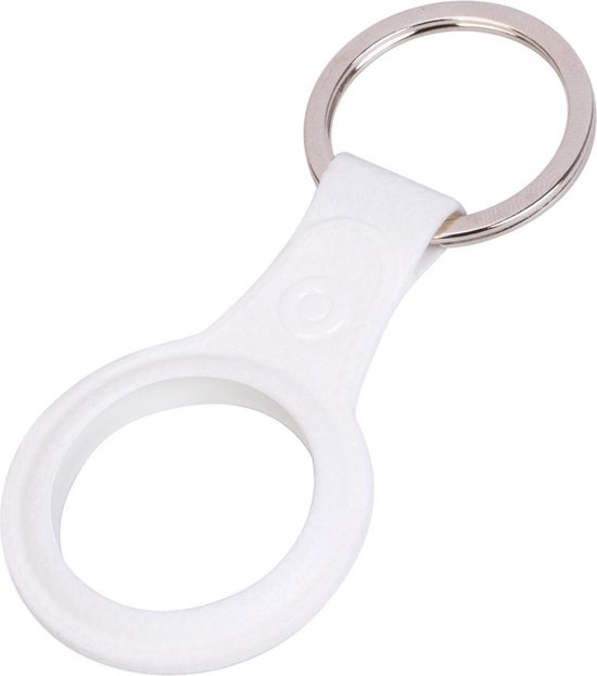 BASEY. Hoesje Geschikt voor Apple AirTag-Sleutelhanger Hoesje Leer - Sleutelhanger Hoes Hoesje Geschikt voor Apple AirTag Case - Wit