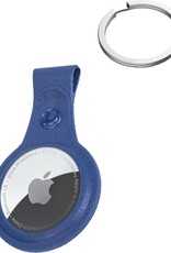 BASEY. Hoesje Geschikt voor Apple AirTag-Sleutelhanger Hoesje Leer - Sleutelhanger Hoes Hoesje Geschikt voor Apple AirTag Case - Donkerblauw