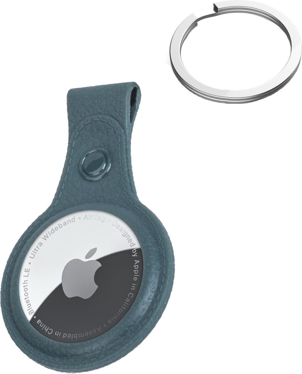 BASEY. Hoesje Geschikt voor Apple AirTag-Sleutelhanger Hoesje Leer - Sleutelhanger Hoes Hoesje Geschikt voor Apple AirTag Case - Donkergroen