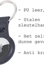 BASEY. Hoesje Geschikt voor Apple AirTag-Sleutelhanger Hoesje Leer - Sleutelhanger Hoes Hoesje Geschikt voor Apple AirTag Case - Zwart - 2-Stuks