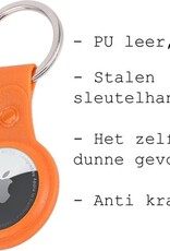 BASEY. Hoesje Geschikt voor Apple AirTag-Sleutelhanger Hoesje Leer - Sleutelhanger Hoes Hoesje Geschikt voor Apple AirTag Case - Oranje - 2-Stuks