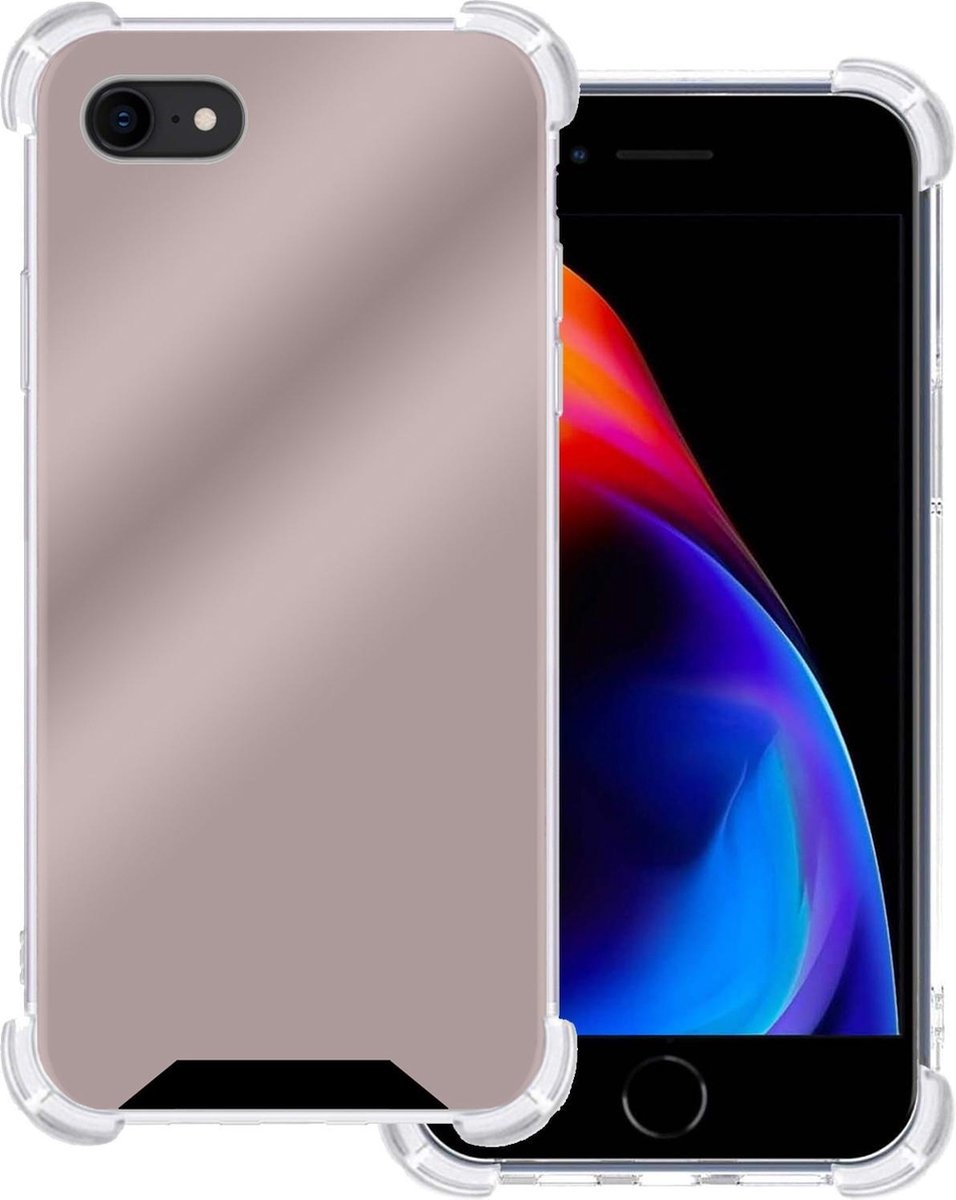 BASEY. Hoes Geschikt voor iPhone SE 2020 Hoesje Shock Proof Case Hoes Siliconen - Hoesje Geschikt voor iPhone SE (2020) Hoes Cover Shockproof - Rosé goud