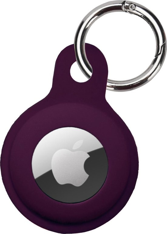 BASEY. Hoesje Geschikt voor Apple AirTag Hoesje Case Hoesje Geschikt voor Apple AirTag Sleutelhanger Siliconen Hoes - Wijnrood