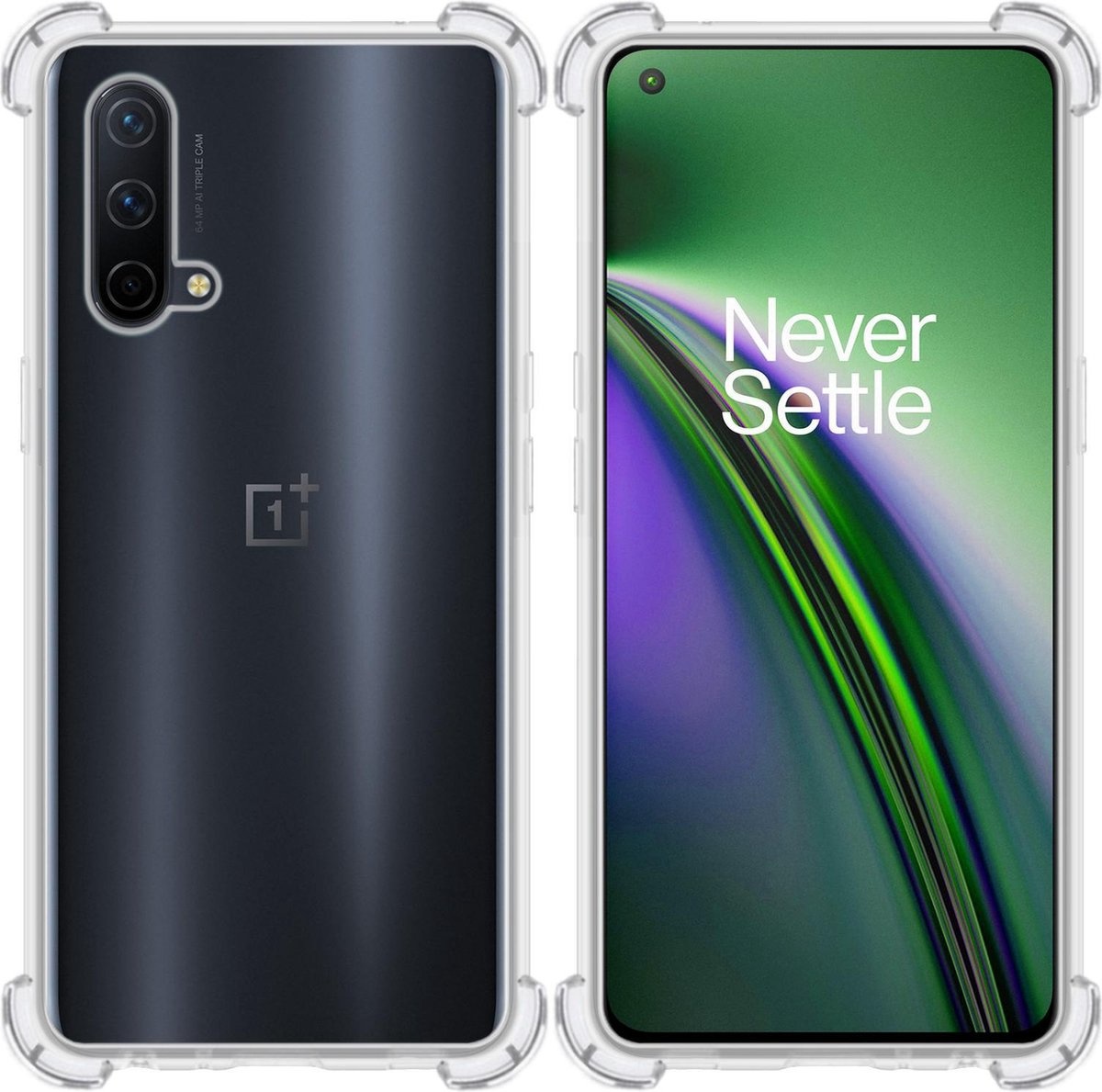 BASEY. Hoes Geschikt voor OnePlus Nord CE Hoesje Shock Proof Case Hoes Siliconen - Hoesje Geschikt voor OnePlus Nord CE Hoes Cover Shockproof - Transparant