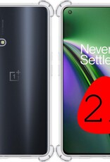 BASEY. Hoes Geschikt voor OnePlus Nord CE Hoesje Shock Proof Case Hoes Siliconen - Hoesje Geschikt voor OnePlus Nord CE Hoes Cover Shockproof - Transparant - 2 Stuks