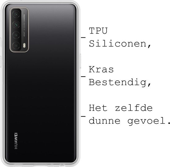 BASEY. Hoes Geschikt voor Huawei P smart 2021 Hoesje Siliconen Back Cover Case - Hoesje Geschikt voor Huawei P smart 2021 Hoes Cover Hoesje - Transparant