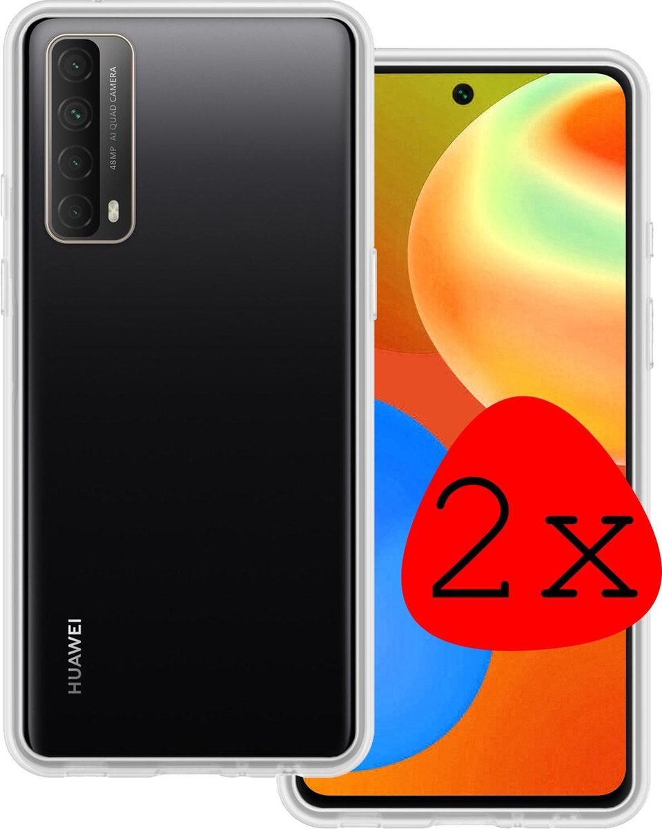 BASEY. Hoes Geschikt voor Huawei P smart 2021 Hoesje Siliconen Back Cover Case - Hoesje Geschikt voor Huawei P smart 2021 Hoes Cover Hoesje - Transparant - 2 Stuks