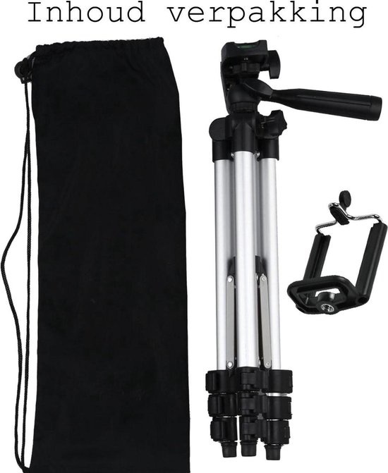 BASEY. Statief Smartphone Camera Statief - Smartphone Statief Camera Universeel - Statief Voor Camera en Smartphone Tripod - Zilver