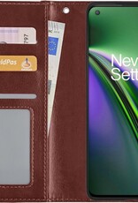 BASEY. Hoes Geschikt voor OnePlus Nord CE Hoesje Bookcase Hoes Flip Case Book Cover - Hoesje Geschikt voor OnePlus Nord CE Hoes Book Case Hoesje - Bruin