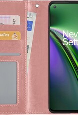 BASEY. Hoes Geschikt voor OnePlus Nord CE Hoesje Bookcase Hoes Flip Case Book Cover - Hoesje Geschikt voor OnePlus Nord CE Hoes Book Case Hoesje - Rosé goud