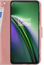 BASEY. Hoes Geschikt voor OnePlus Nord CE Hoesje Bookcase Hoes Flip Case Book Cover - Hoesje Geschikt voor OnePlus Nord CE Hoes Book Case Hoesje - Rosé goud