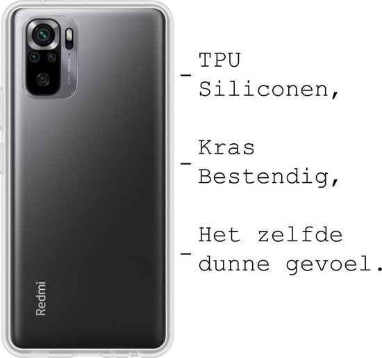 BASEY. Hoes Geschikt voor Redmi Note 10S Hoesje Siliconen Back Cover Case - Hoesje Geschikt voor Redmi Note 10S Hoes Cover Hoesje - Transparant