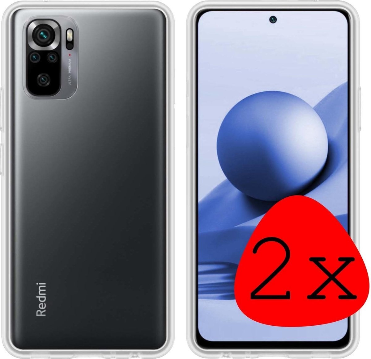 BASEY. Hoes Geschikt voor Redmi Note 10S Hoesje Siliconen Back Cover Case - Hoesje Geschikt voor Redmi Note 10S Hoes Cover Hoesje - Transparant - 2 Stuks