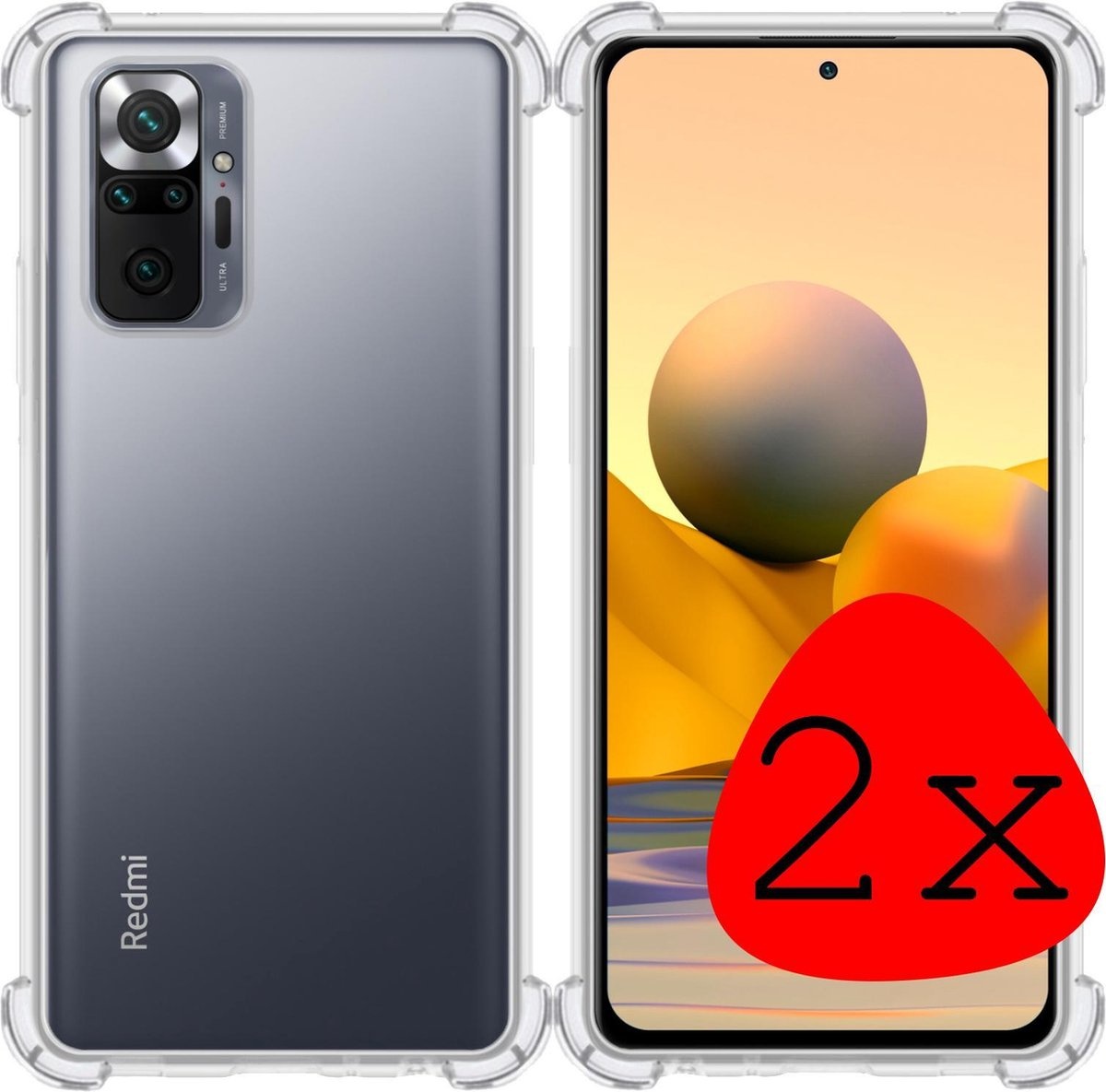 BASEY. Hoes Geschikt voor Xiaomi Redmi Note 10 Pro Hoesje Shock Proof Case Hoes Siliconen - Hoesje Geschikt voor Xiaomi Redmi Note 10 Pro Hoes Cover Shockproof - Transparant - 2 Stuks