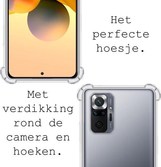 BASEY. Hoes Geschikt voor Xiaomi Redmi Note 10 Pro Hoesje Shock Proof Case Hoes Siliconen - Hoesje Geschikt voor Xiaomi Redmi Note 10 Pro Hoes Cover Shockproof - Transparant - 2 Stuks