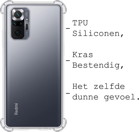 BASEY. Hoes Geschikt voor Xiaomi Redmi Note 10 Pro Hoesje Shock Proof Case Hoes Siliconen - Hoesje Geschikt voor Xiaomi Redmi Note 10 Pro Hoes Cover Shockproof - Transparant - 2 Stuks
