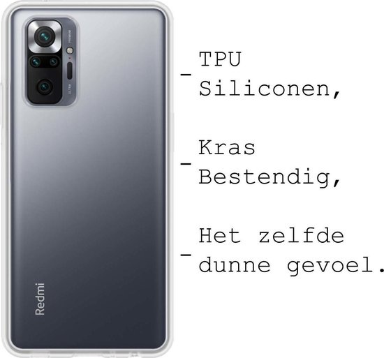 BASEY. Hoes Geschikt voor Xiaomi Redmi Note 10 Pro Hoesje Siliconen Back Cover Case - Hoesje Geschikt voor Xiaomi Redmi Note 10 Pro Hoes Cover Hoesje - Transparant