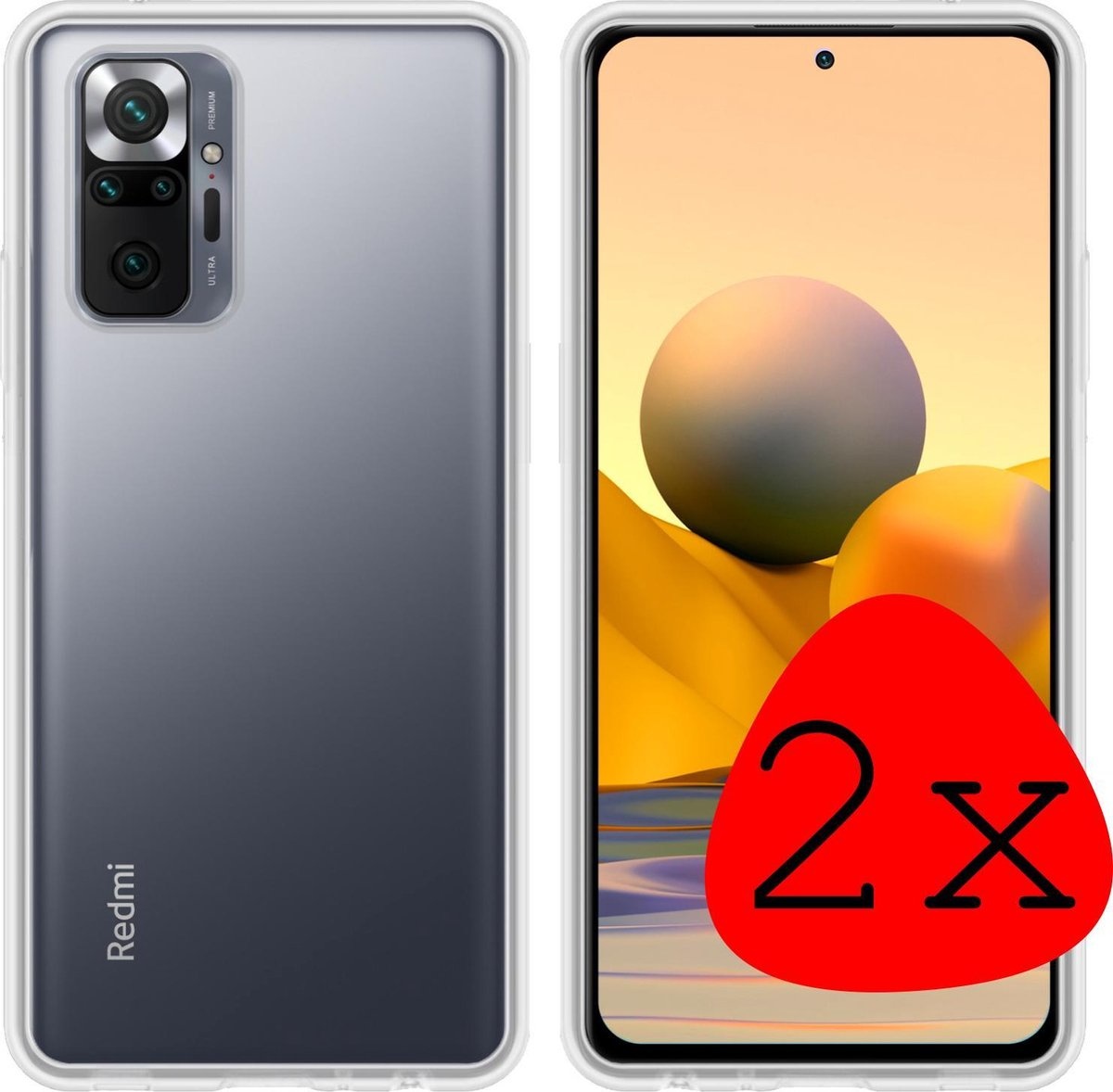 BASEY. Hoes Geschikt voor Xiaomi Redmi Note 10 Pro Hoesje Siliconen Back Cover Case - Hoesje Geschikt voor Xiaomi Redmi Note 10 Pro Hoes Cover Hoesje - Transparant - 2 Stuks