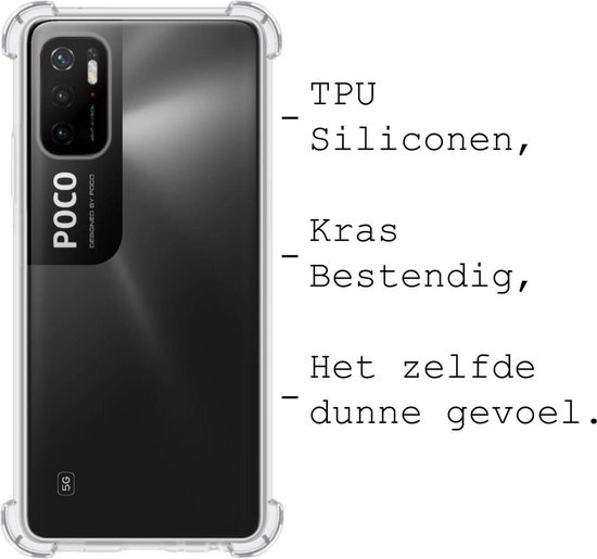 BASEY. Hoes Geschikt voor Poco M3 Pro Hoesje Shock Proof Case Hoes Siliconen - Hoesje Geschikt voor Xiaomi Poco M3 Pro Hoes Cover Shockproof - Transparant