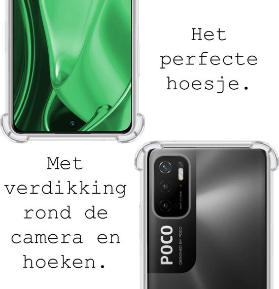BASEY. Hoes Geschikt voor Poco M3 Pro Hoesje Shock Proof Case Hoes Siliconen - Hoesje Geschikt voor Xiaomi Poco M3 Pro Hoes Cover Shockproof - Transparant
