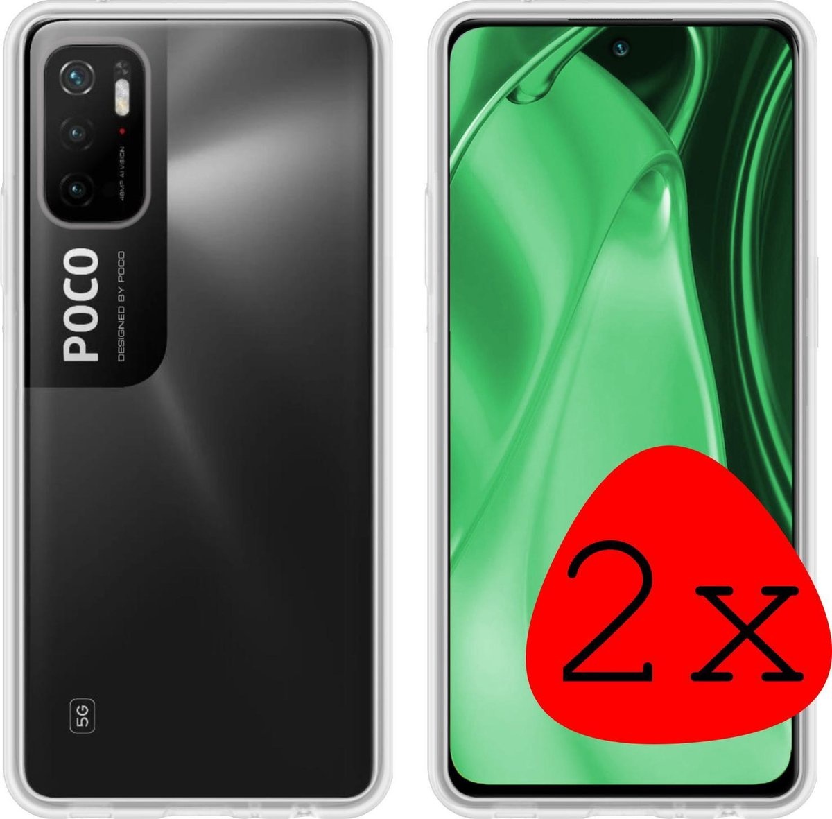 BASEY. Hoes Geschikt voor Poco M3 Pro Hoesje Siliconen Back Cover Case - Hoesje Geschikt voor Xiaomi Poco M3 Pro Hoes Cover Hoesje - Transparant - 2 Stuks