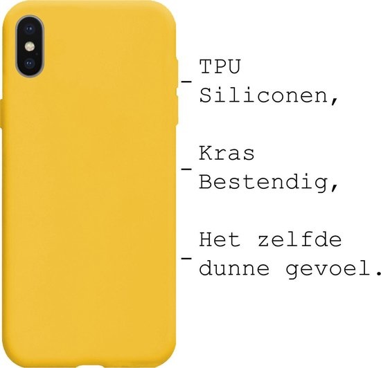 BASEY. Hoes Geschikt voor iPhone X Hoesje Siliconen Back Cover Case - Hoesje Geschikt voor iPhone X Hoes Cover Hoesje - Geel