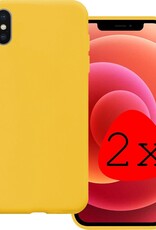 BASEY. Hoes Geschikt voor iPhone X Hoesje Siliconen Back Cover Case - Hoesje Geschikt voor iPhone X Hoes Cover Hoesje - Geel - 2 Stuks
