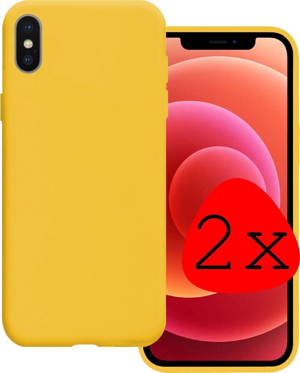 BASEY. Hoes Geschikt voor iPhone Xs Hoesje Siliconen Back Cover Case - Hoesje Geschikt voor iPhone Xs Hoes Cover Hoesje - Geel - 2 Stuks