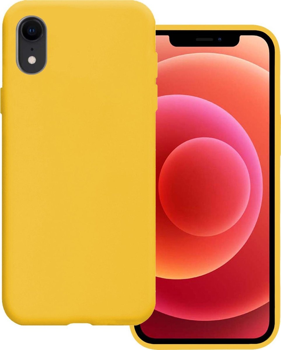 BASEY. Hoes Geschikt voor iPhone XR Hoesje Siliconen Back Cover Case - Hoesje Geschikt voor iPhone XR Hoes Cover Hoesje - Geel