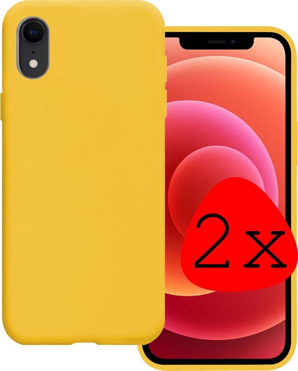 BASEY. Hoes Geschikt voor iPhone XR Hoesje Siliconen Back Cover Case - Hoesje Geschikt voor iPhone XR Hoes Cover Hoesje - Geel - 2 Stuks