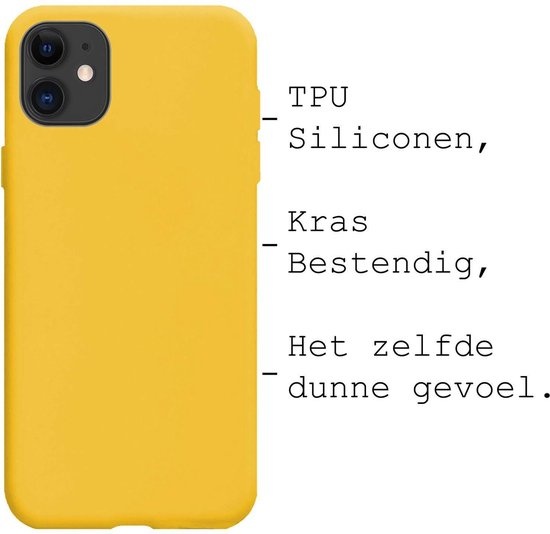 BASEY. Hoes Geschikt voor iPhone 11 Hoesje Siliconen Back Cover Case - Hoesje Geschikt voor iPhone 11 Hoes Cover Hoesje - Geel