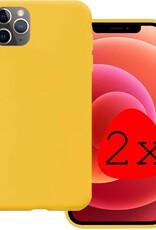 BASEY. Hoes Geschikt voor iPhone 11 Pro Hoesje Siliconen Back Cover Case - Hoesje Geschikt voor iPhone 11 Pro Hoes Cover Hoesje - Geel - 2 Stuks