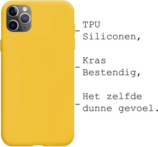 BASEY. Hoes Geschikt voor iPhone 11 Pro Hoesje Siliconen Back Cover Case - Hoesje Geschikt voor iPhone 11 Pro Hoes Cover Hoesje - Geel - 2 Stuks