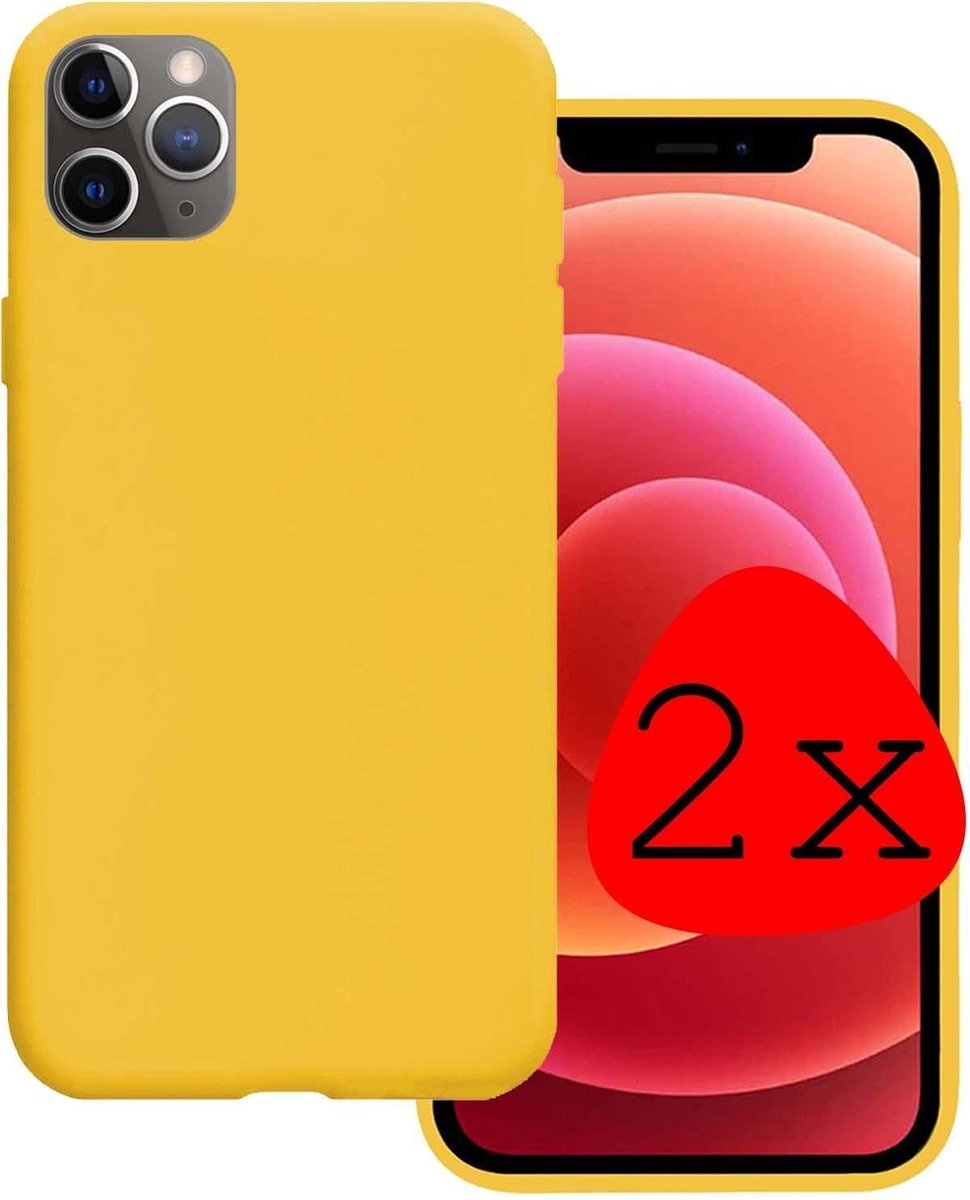 BASEY. Hoes Geschikt voor iPhone 11 Pro Max Hoesje Siliconen Back Cover Case - Hoesje Geschikt voor iPhone 11 Pro Max Hoes Cover Hoesje - Geel - 2 Stuks