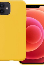 BASEY. Hoes Geschikt voor iPhone 12 Mini Hoesje Siliconen Back Cover Case - Hoesje Geschikt voor iPhone 12 Mini Hoes Cover Hoesje - Geel