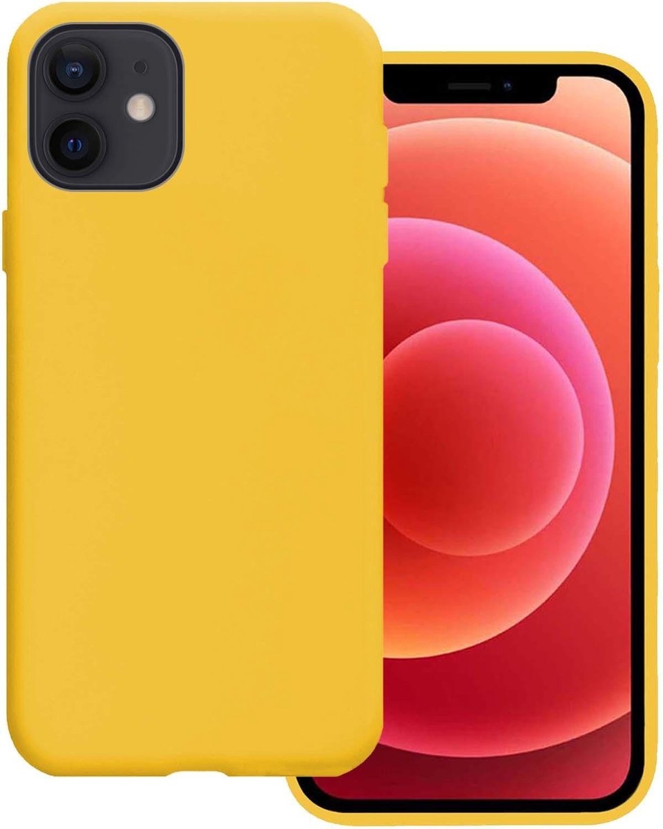 BASEY. Hoes Geschikt voor iPhone 12 Mini Hoesje Siliconen Back Cover Case - Hoesje Geschikt voor iPhone 12 Mini Hoes Cover Hoesje - Geel