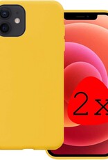 BASEY. Hoes Geschikt voor iPhone 12 Mini Hoesje Siliconen Back Cover Case - Hoesje Geschikt voor iPhone 12 Mini Hoes Cover Hoesje - Geel - 2 Stuks