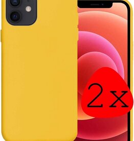 BASEY. BASEY. iPhone 12 Mini hoesje siliconen - Geel - 2 PACK