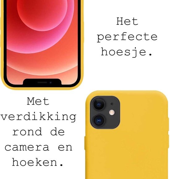 BASEY. Hoes Geschikt voor iPhone 12 Mini Hoesje Siliconen Back Cover Case - Hoesje Geschikt voor iPhone 12 Mini Hoes Cover Hoesje - Geel - 2 Stuks