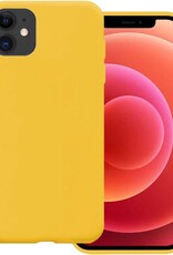 BASEY. Hoes Geschikt voor iPhone 12 Hoesje Siliconen Back Cover Case - Hoesje Geschikt voor iPhone 12 Hoes Cover Hoesje - Geel