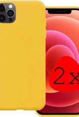 BASEY. Hoes Geschikt voor iPhone 12 Pro Max Hoesje Siliconen Back Cover Case - Hoesje Geschikt voor iPhone 12 Pro Max Hoes Cover Hoesje - Geel - 2 Stuks