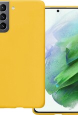 BASEY. Hoes Geschikt voor Samsung S21 Hoesje Siliconen Back Cover Case - Hoesje Geschikt voor Samsung Galaxy S21 Hoes Cover Hoesje - Geel