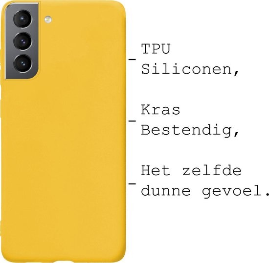 BASEY. Hoes Geschikt voor Samsung S21 Hoesje Siliconen Back Cover Case - Hoesje Geschikt voor Samsung Galaxy S21 Hoes Cover Hoesje - Geel