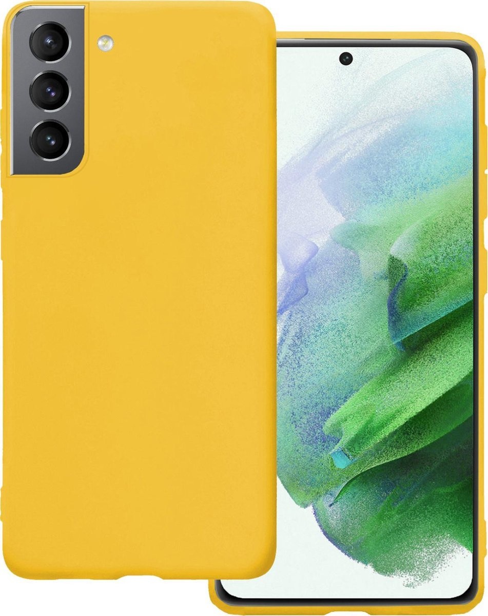BASEY. Hoes Geschikt voor Samsung S21 Plus Hoesje Siliconen Back Cover Case - Hoesje Geschikt voor Samsung Galaxy S21 Plus Hoes Cover Hoesje - Geel