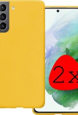 BASEY. Hoes Geschikt voor Samsung S21 Plus Hoesje Siliconen Back Cover Case - Hoesje Geschikt voor Samsung Galaxy S21 Plus Hoes Cover Hoesje - Geel - 2 Stuks