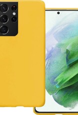 BASEY. Hoes Geschikt voor Samsung S21 Ultra Hoesje Siliconen Back Cover Case - Hoesje Geschikt voor Samsung Galaxy S21 Ultra Hoes Cover Hoesje - Geel