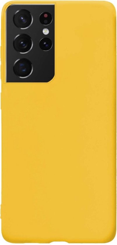 BASEY. Hoes Geschikt voor Samsung S21 Ultra Hoesje Siliconen Back Cover Case - Hoesje Geschikt voor Samsung Galaxy S21 Ultra Hoes Cover Hoesje - Geel
